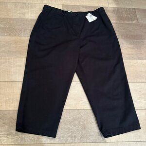 LL BEAN ORIGINAL FIT WOMENS BLACK CROPPED PANTS 18W PLUS NEW `